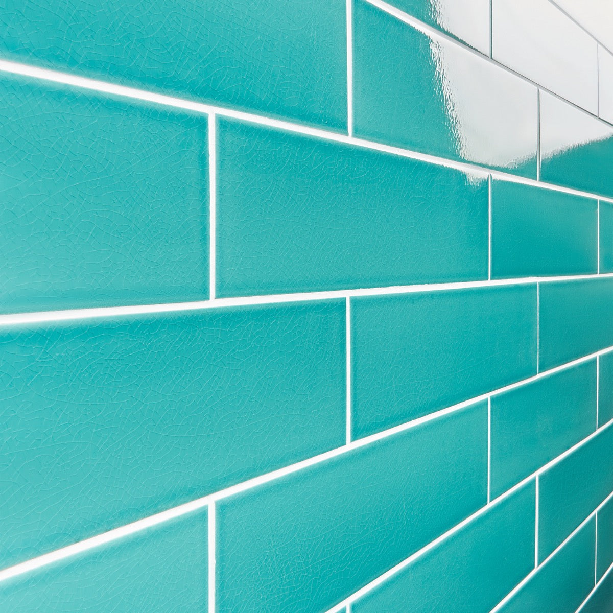 Colorplay Teal Green 4.5x18 Crackled Glossy Ceramic Tile by Lux Tile