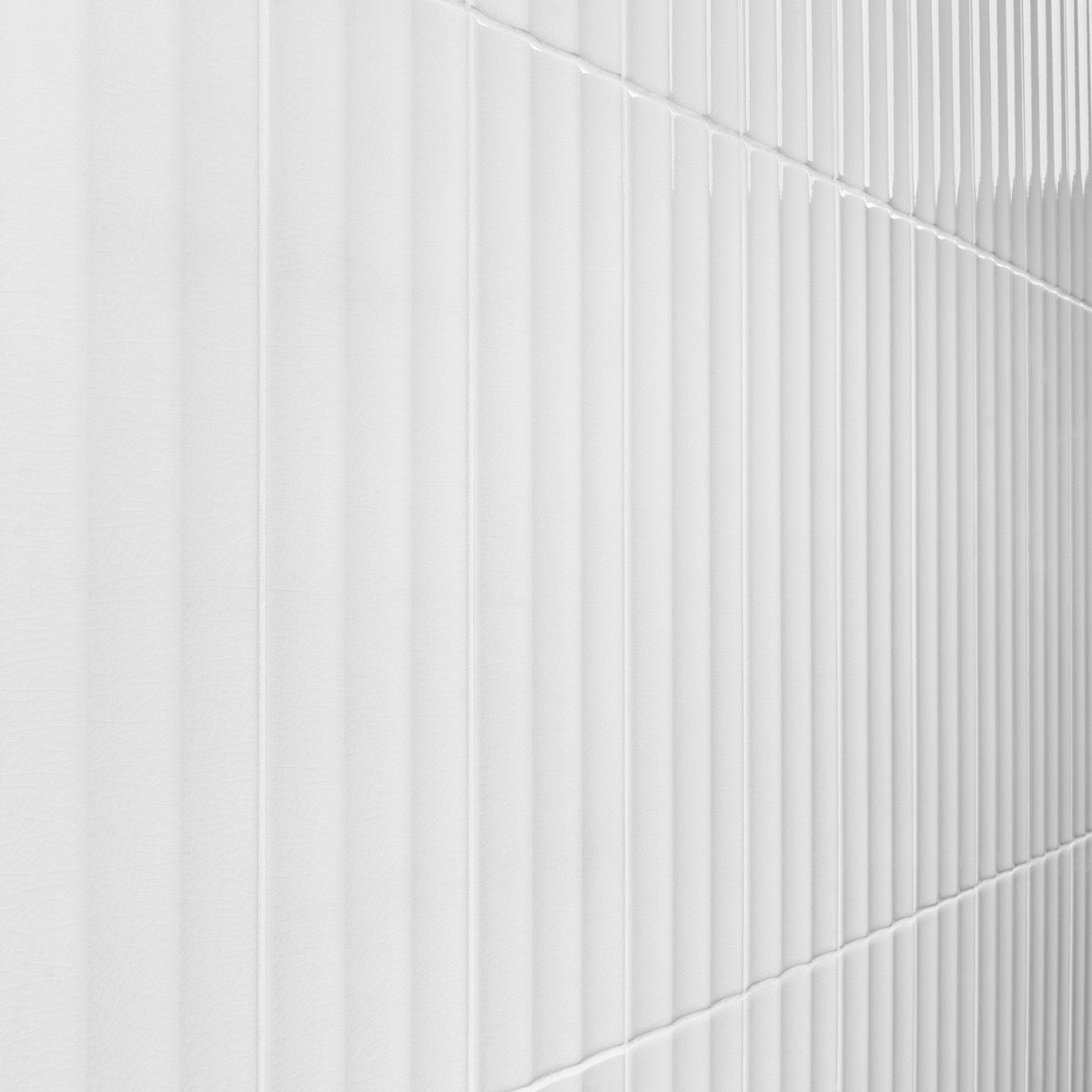 Colorplay Fluted White 4.5x18 3D Crackled Glossy Ceramic Tile