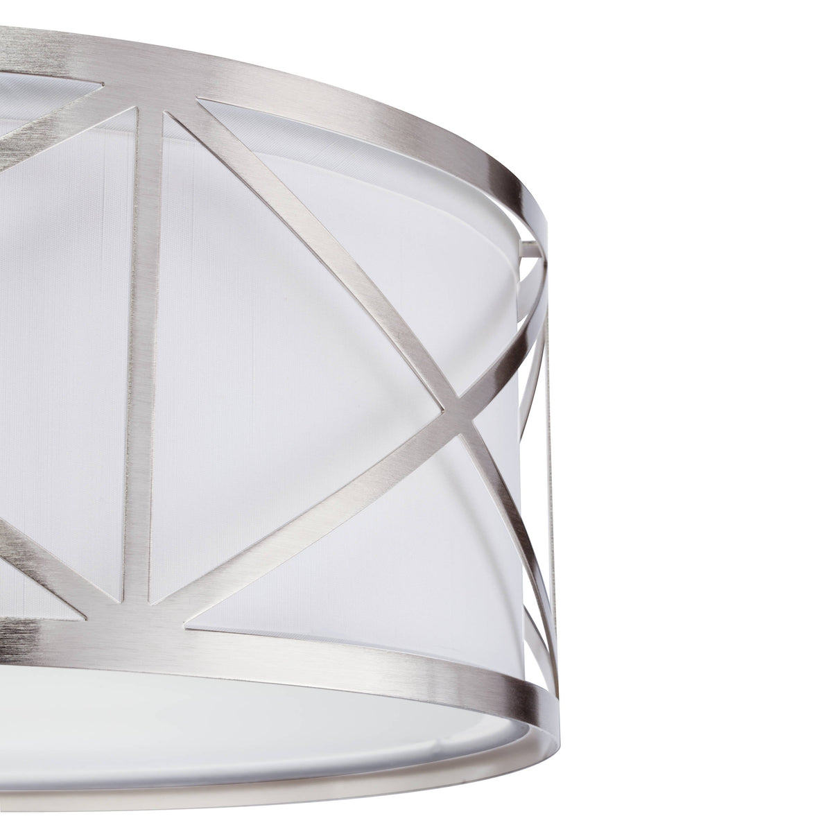 Kichler Edenbrook Brushed Nickel Modern/Contemporary Etched Glass Drum Pendant Light, 17-in