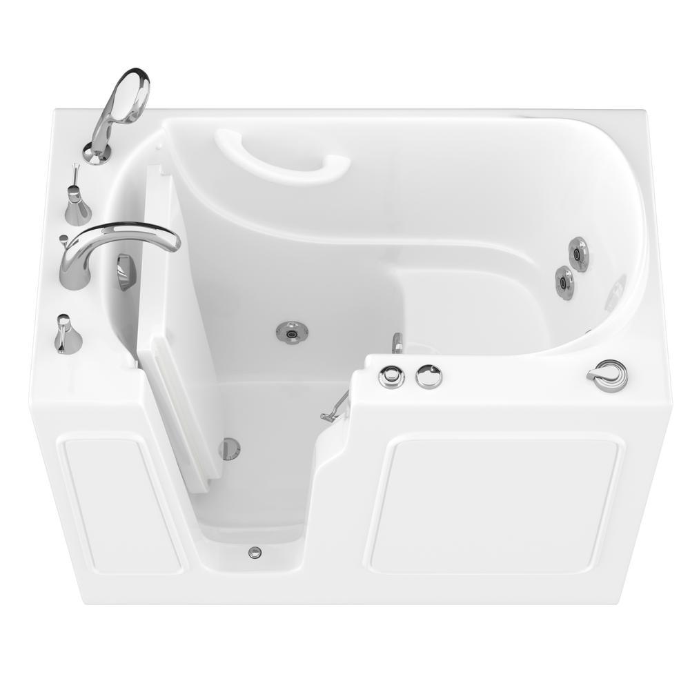HD Series 53 in. Right Drain Quick Fill Walk-In Whirlpool Bath Tub with Powered Fast Drain in White - Super Arbor