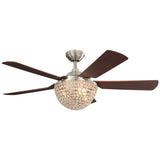 Harbor Breeze Parklake 52-in Brushed Nickel Indoor Ceiling Fan with Crystal Light Kit & Remote, 5-Blade