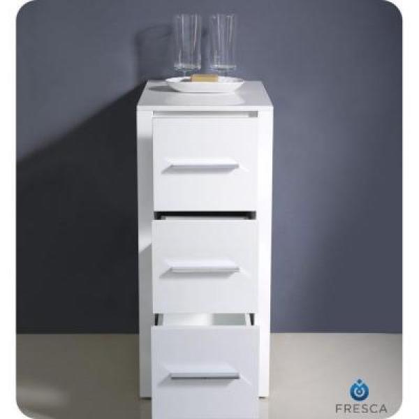 Torino 12 in. W x 28 in. H x 17-3/4 in. D Bathroom Linen Storage Cabinet in White - Super Arbor