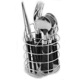 Sensations II 16-Piece with Wire Caddy Black Flatware Set (Service for 4)