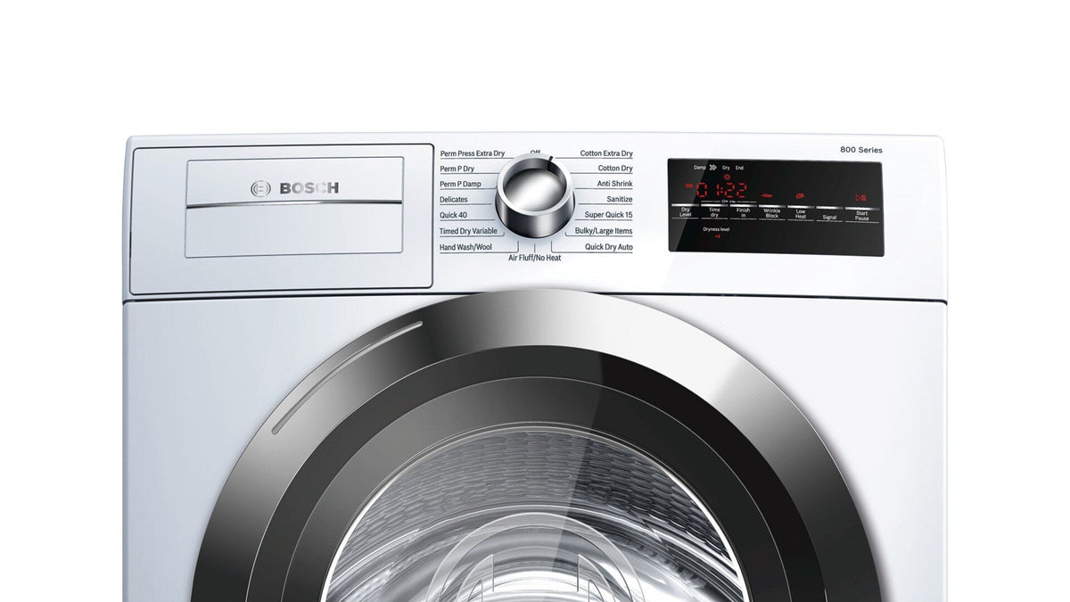Bosch 800 Series 4-cu ft Stackable Ventless Electric Dryer, White/Chrome, ENERGY STAR, WTG86402UC