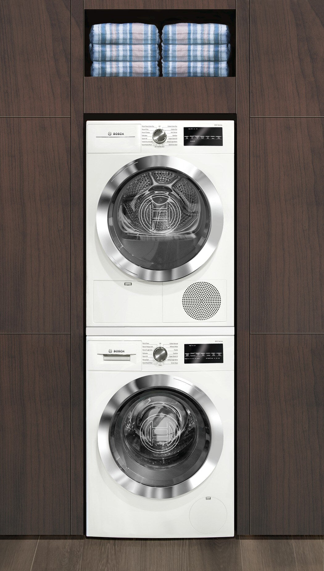 Bosch 800 Series 4-cu ft Stackable Ventless Electric Dryer, White/Chrome, ENERGY STAR, WTG86402UC