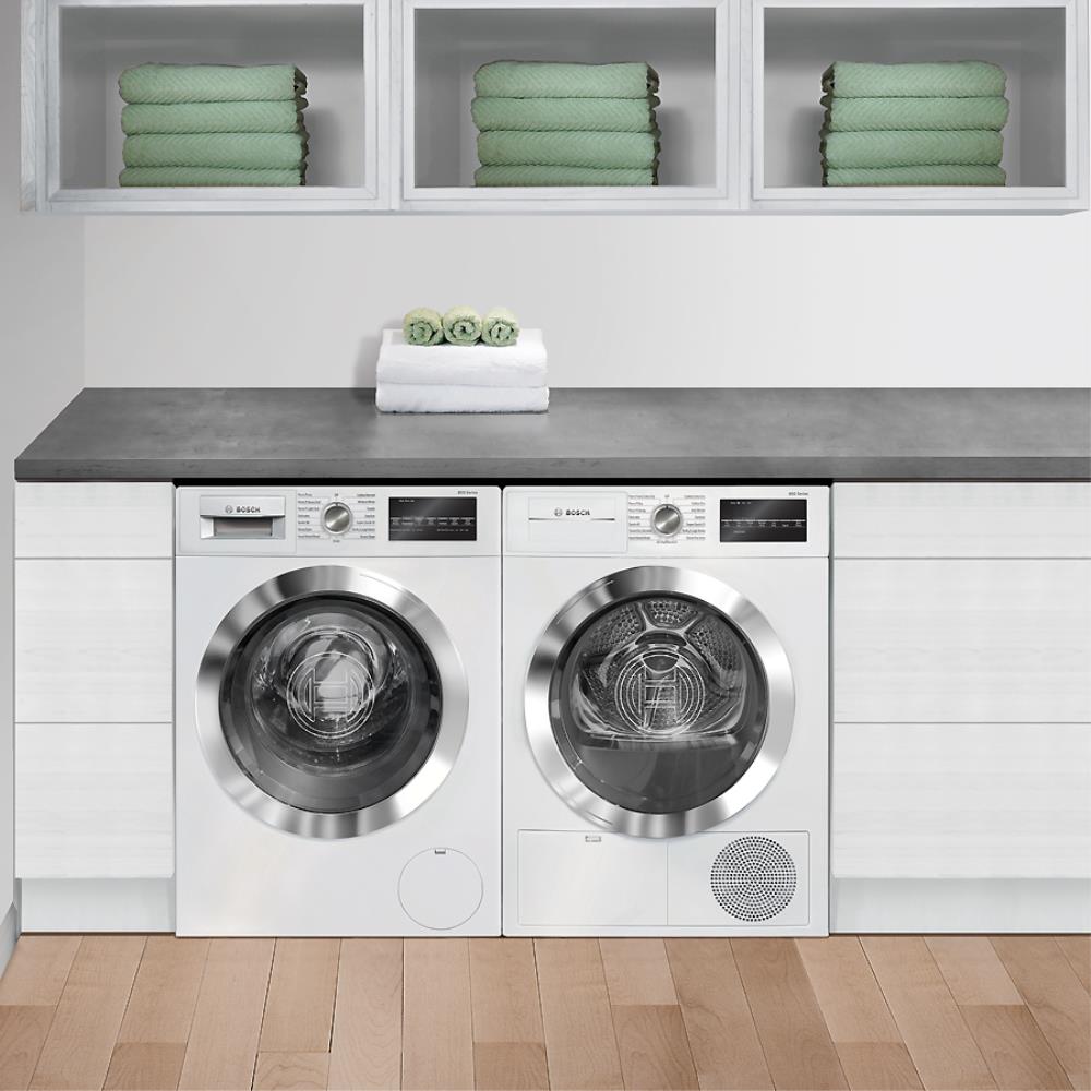 Bosch 800 Series 2.2-cu ft High-Efficiency Stackable Front-Load Washer, White with Chrome Trim, ENERGY STAR