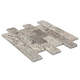 Satori Silver Crescent 12-in x 12-in Tumbled Natural Stone Travertine Brick Subway Wall Tile