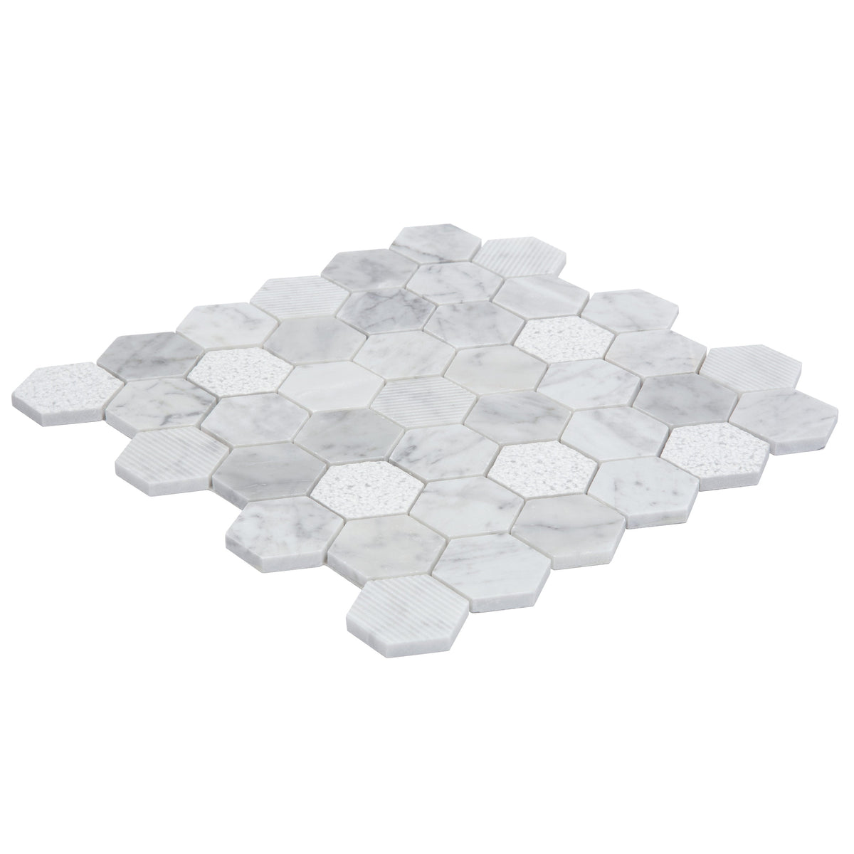 Satori Carrara 12-in x 12-in Multi-finish Natural Stone Look Hexagon Mosaic Floor and Wall Tile (0.96-sq. ft/ Piece)