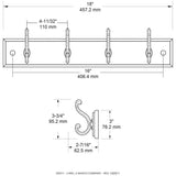 18 in. Honey Maple and Statuary Bronze Scroll Hook Rack