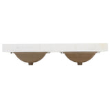 61 in. W x 22 in. D Engineered Marble Vanity Top in Snowstorm with White Double Trough Sinks - Super Arbor