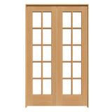JELD-WEN 10 Lite Wood 48-in x 80-in Unfinished Pine Interior French Door with Clear Glass, Prehung, Hardware Included