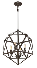 Quoizel Liberty Park Bronze Industrial Geometric 4-Light Pendant Light, 18-in W x 22-in H