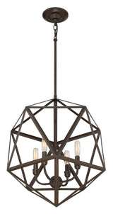 Quoizel Liberty Park Bronze Industrial Geometric 4-Light Pendant Light, 18-in W x 22-in H