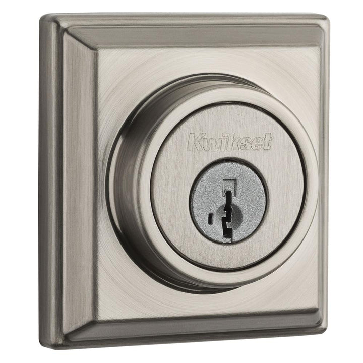 Kwikset 910 Signature Series Contemporary Satin Nickel Single Cylinder Deadbolt with Home Connect (Z-Wave) Technology