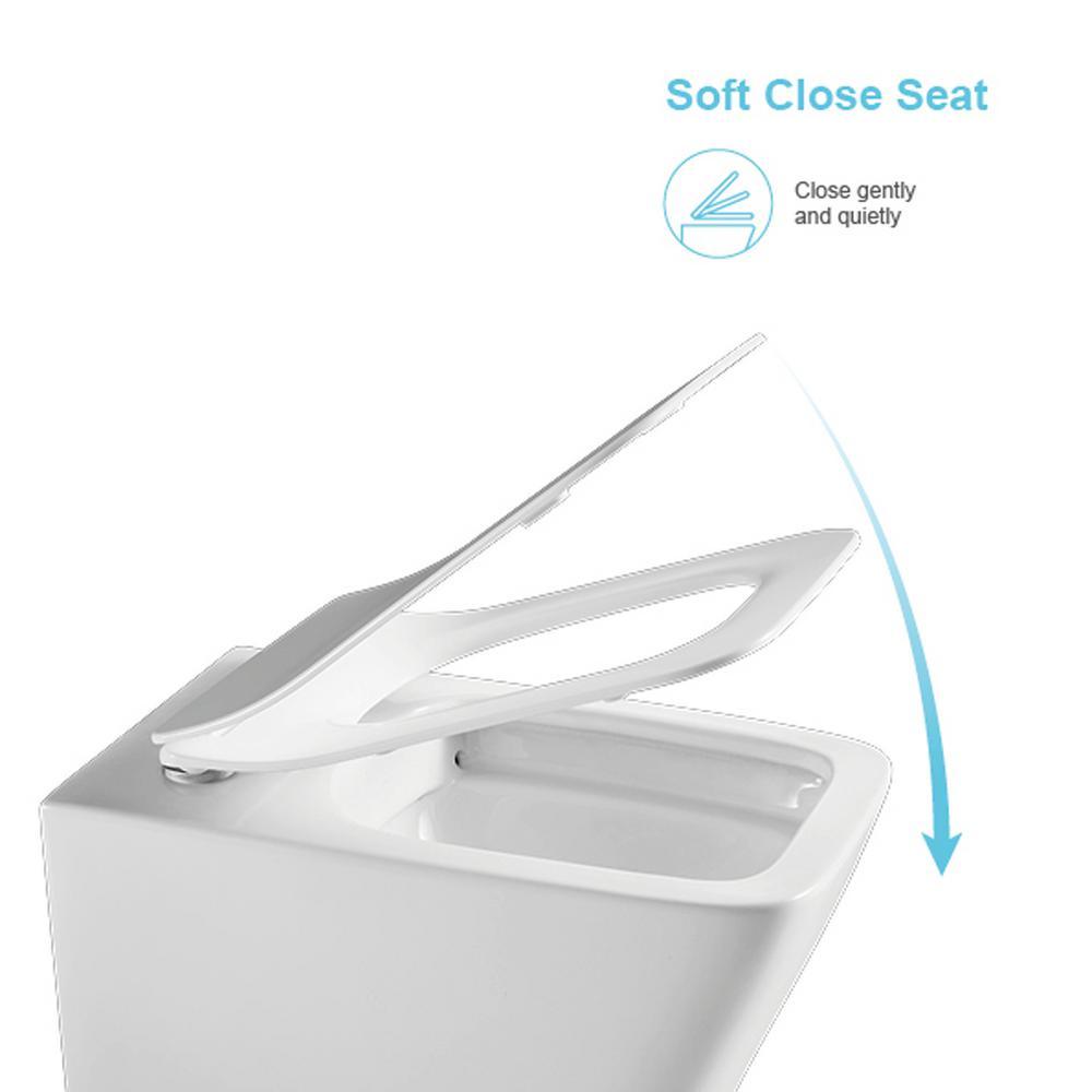Wall-Hung 1-Piece 1.6 GPF/0.8 GPF High Efficiency Dual Flush Round Bowl Toilet in White Skirted All-in-One Seat Included - Super Arbor