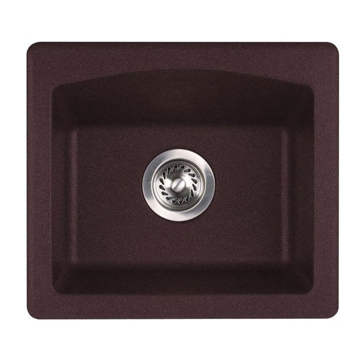 Drop-In/Undermount Granite 18 in. 0-Hole Single Bowl Bar Sink in Nero