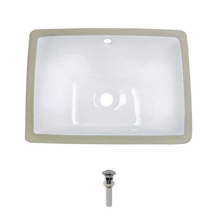 MR Direct Undermount Porcelain Bathroom Sink in White with Pop-Up Drain in Chrome