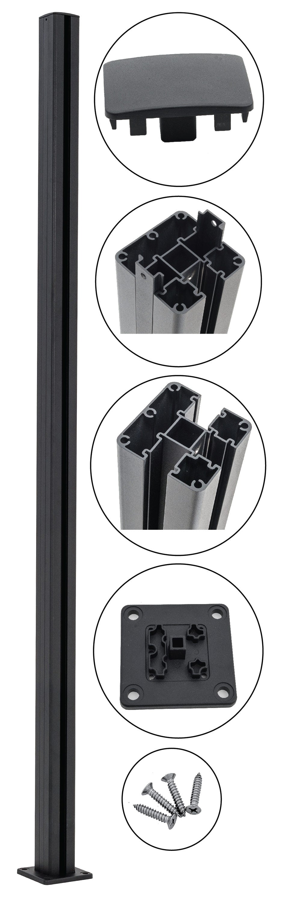 Infinity Euro 6-ft H Black Composite Fence with Post Cap