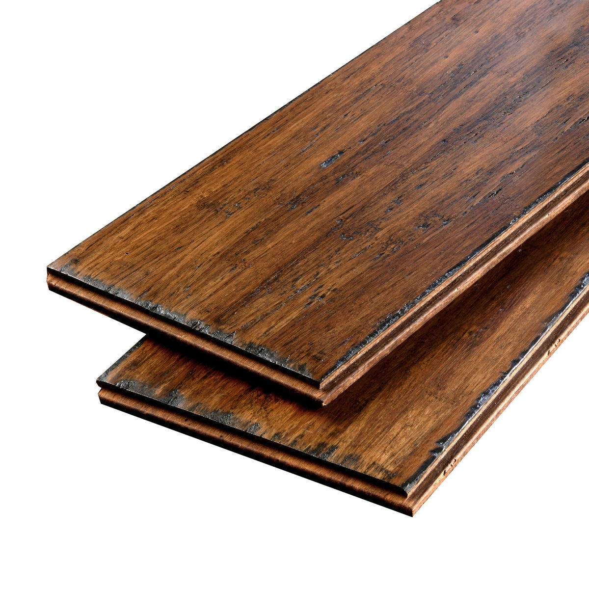 Cali Bamboo Fossilized Prefinished Antique Java Handscraped Solid Bamboo Hardwood Flooring Sample, 9/16-in x 5-3/8-in