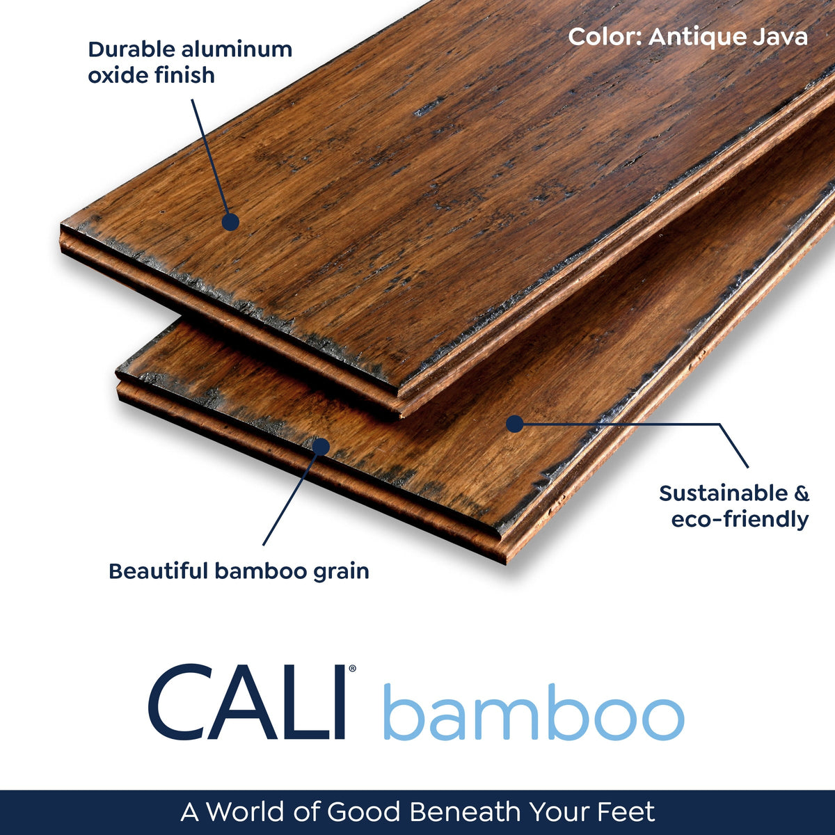 Cali Bamboo Fossilized Prefinished Antique Java Handscraped Solid Bamboo Hardwood Flooring Sample, 9/16-in x 5-3/8-in