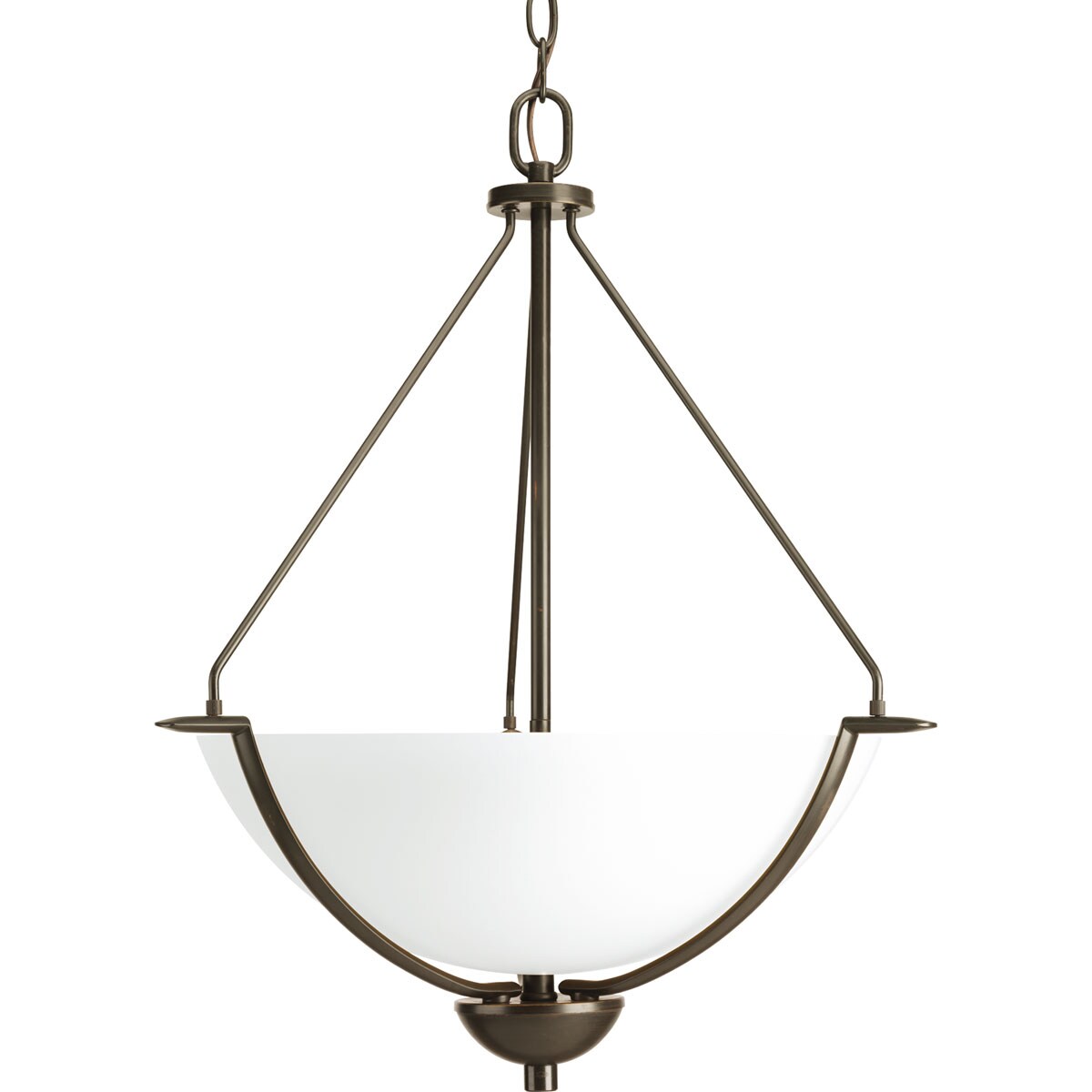 Progress Lighting Bravo 3-Light Antique Bronze Transitional Etched Glass Bowl Medium Hanging Pendant Light