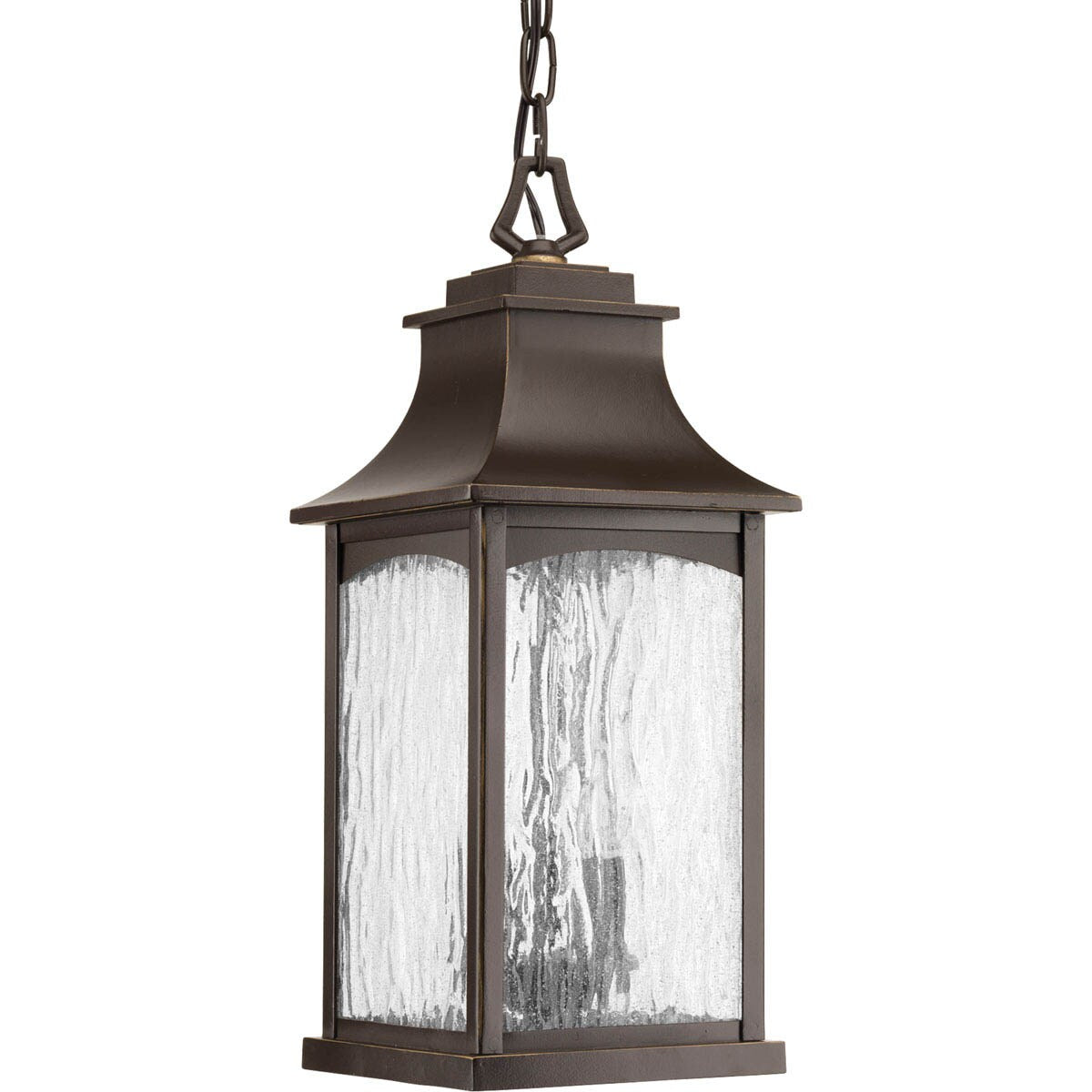 Progress Lighting Maison Oil Rubbed Bronze Transitional Seeded Glass Lantern Pendant Light, 2-Light, 7.25-in W x 17.88-in H