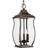 Progress Lighting Township 3-Light Oil Rubbed Bronze Transitional Beveled Glass Lantern Medium Outdoor Hanging Pendant Light