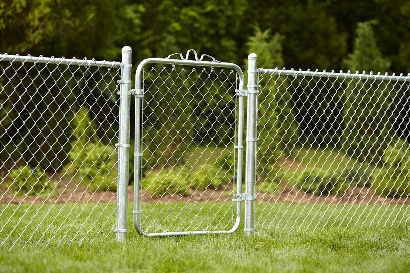 4-ft H x 3-1/2-ft W Galvanized Steel Walk-thru Chain Link Fence Gate with Mesh Size 2.375-in
