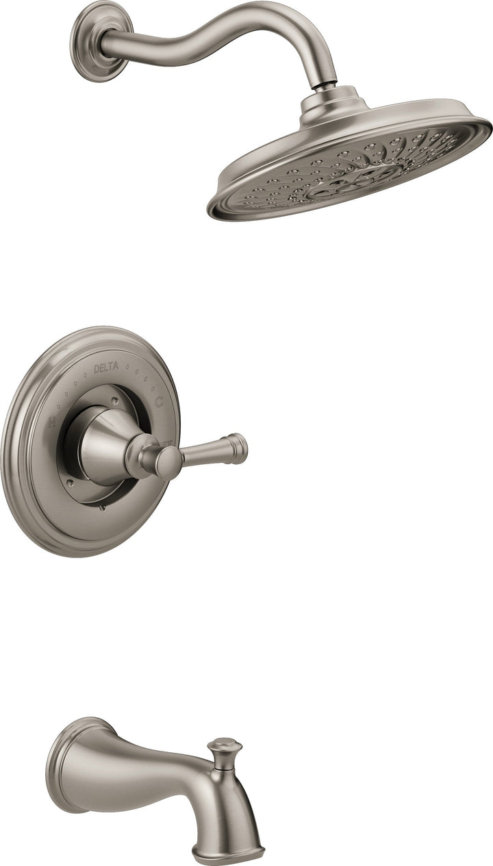 Delta Valdosta with H2Okinetic Technology SpotShield Brushed Nickel 1-Handle Bathtub and Shower Faucet with Valve