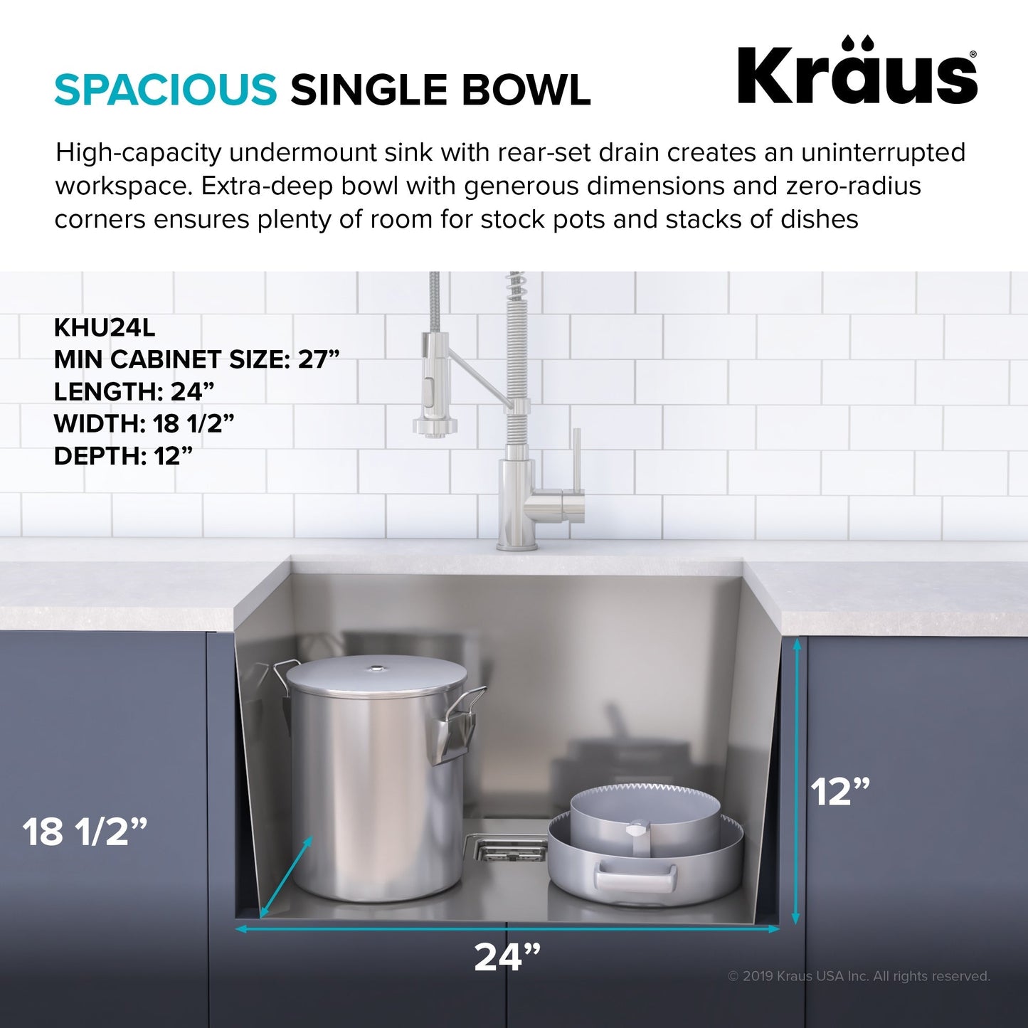 Kraus Stainless Steel Undermount Laundry Sink 18.5" x 24"