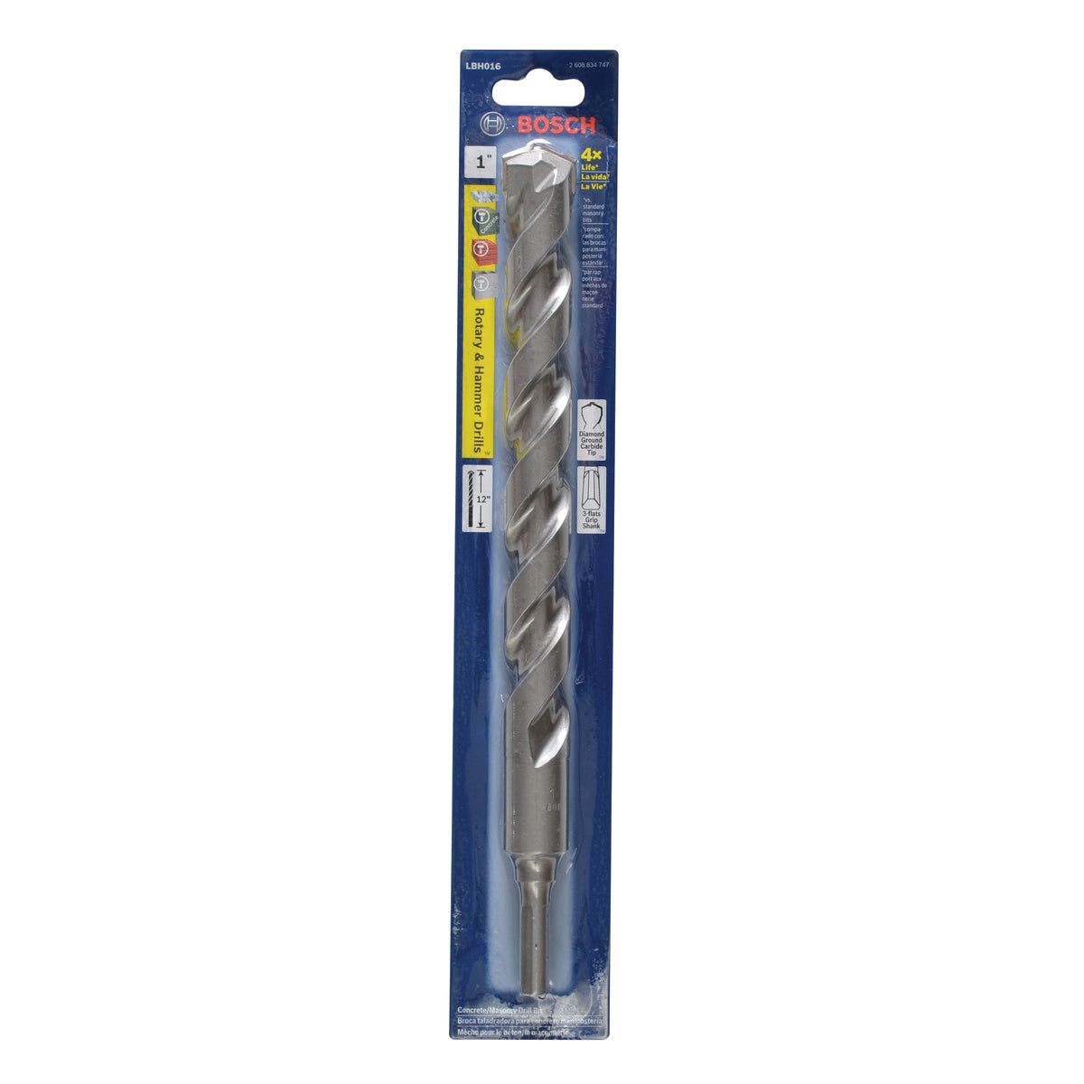 Bosch 1-in x 12-in HSS Round Hammer Drill Masonry Drill Bit