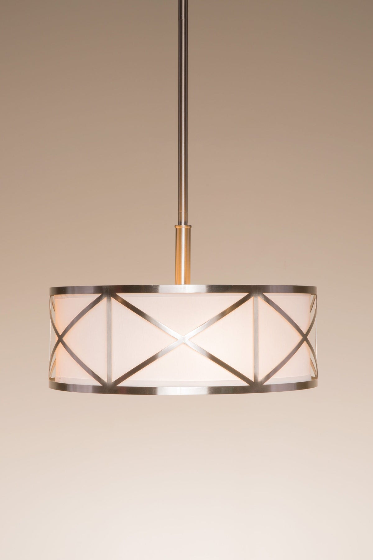 Kichler Edenbrook Brushed Nickel Modern/Contemporary Etched Glass Drum Pendant Light, 17-in