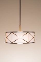Kichler Edenbrook Brushed Nickel Modern/Contemporary Etched Glass Drum Pendant Light, 17-in