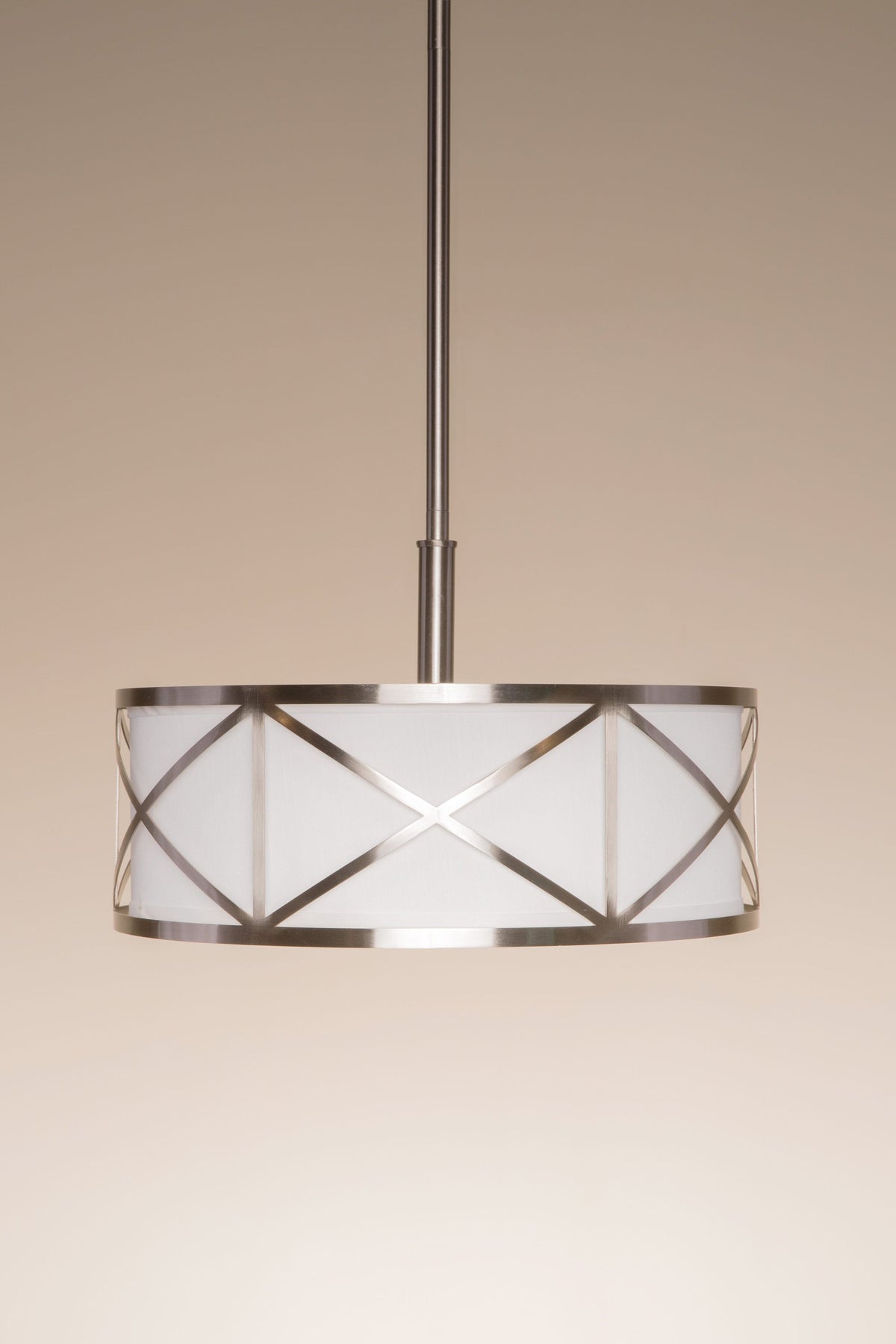 Kichler Edenbrook Brushed Nickel Modern/Contemporary Etched Glass Drum Pendant Light, 17-in