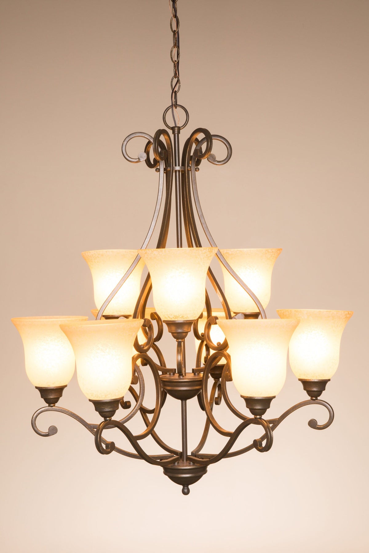 Portfolio Linkhorn 9-Light Iron Stone Vintage Chandelier, 34.5-in H x 30-in W
