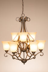 Portfolio Linkhorn 9-Light Iron Stone Vintage Chandelier, 34.5-in H x 30-in W