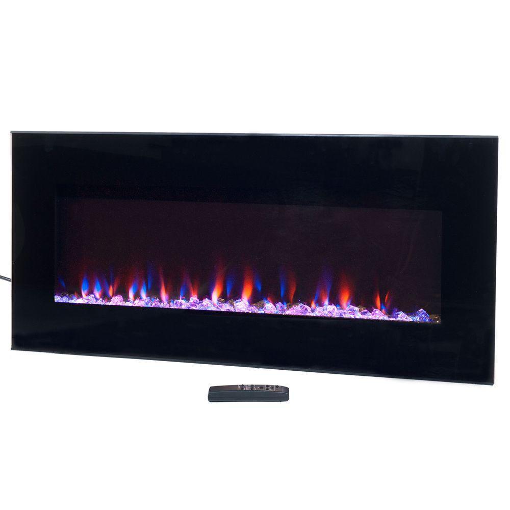 36 in. LED Fire and Ice Electric Fireplace with Remote in Black - Super Arbor