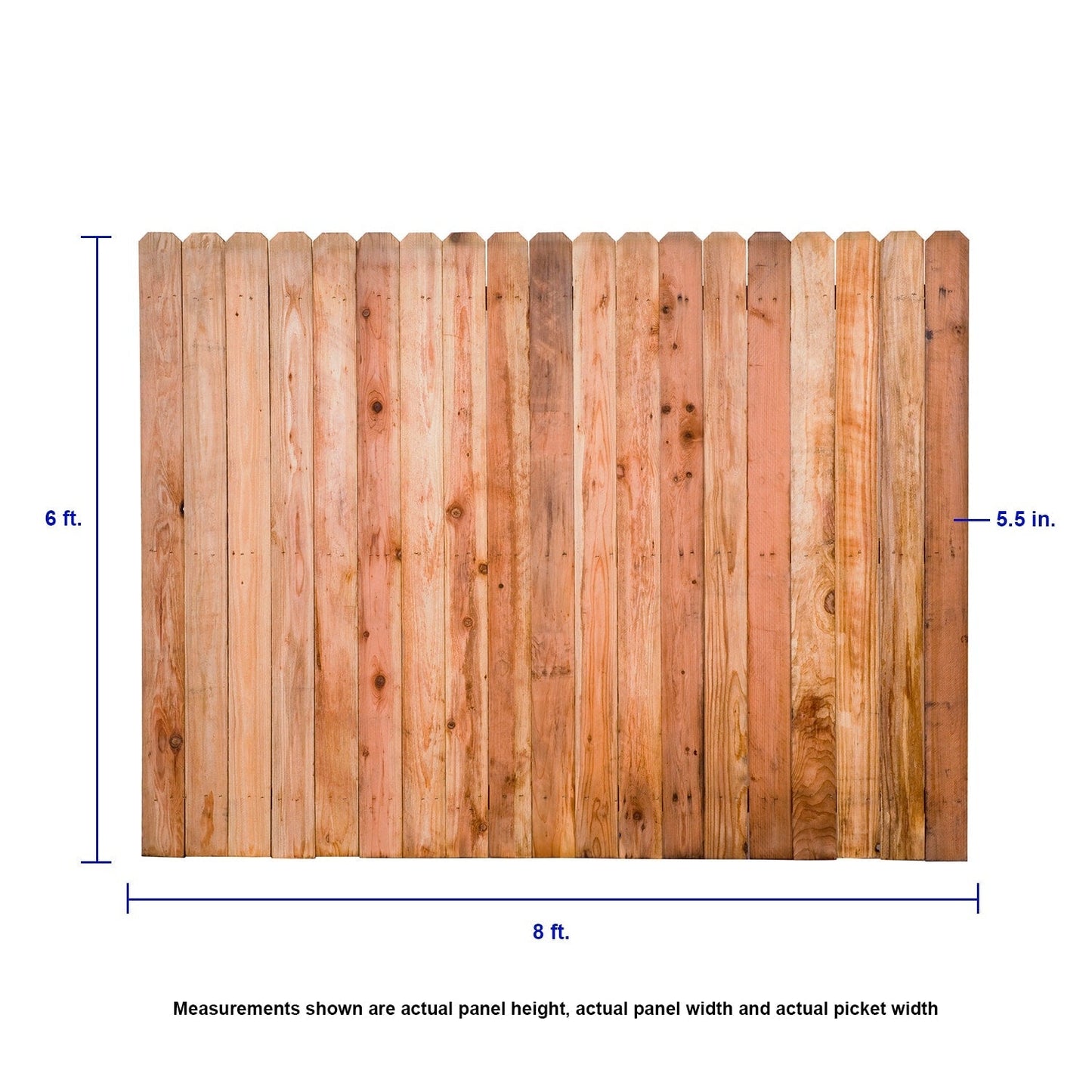 6-ft x 8-ft Redwood Dog Ear Privacy Fence Panel