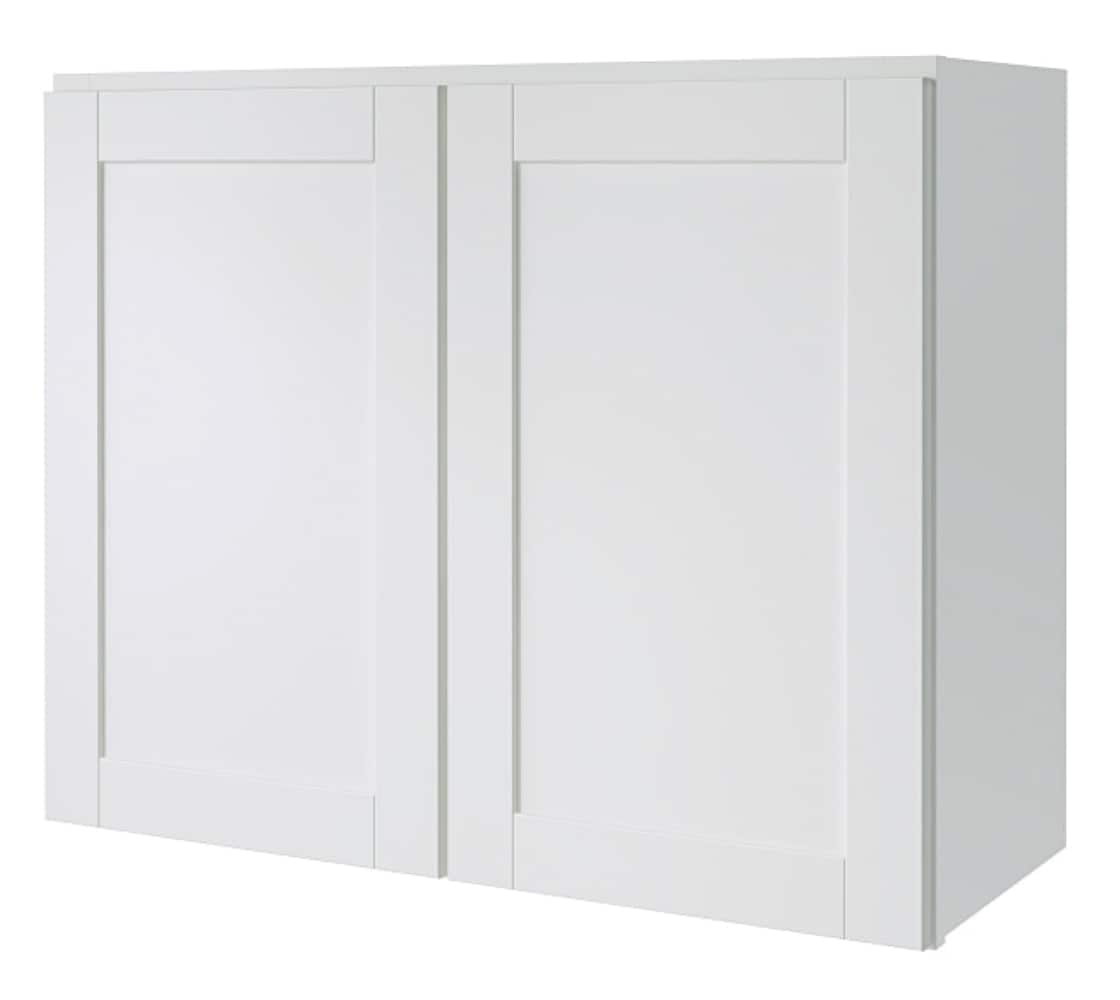 Diamond NOW Arcadia 30-in W x 24-in H x 12-in D White Wall Fully Assembled Cabinet (Recessed Panel Shaker Door Style)