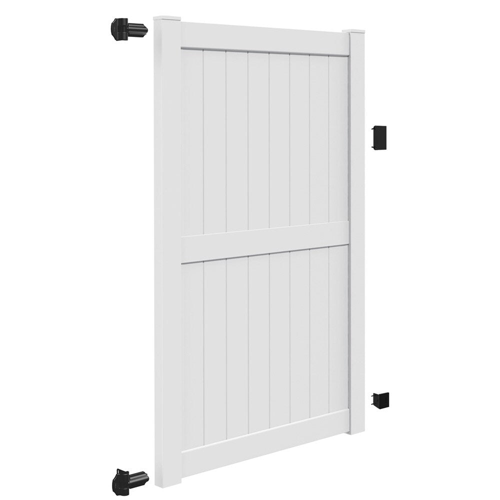 Freedom Hampton 8-ft H x 5-ft W White Vinyl Fence Gate Kit (Unassembled)