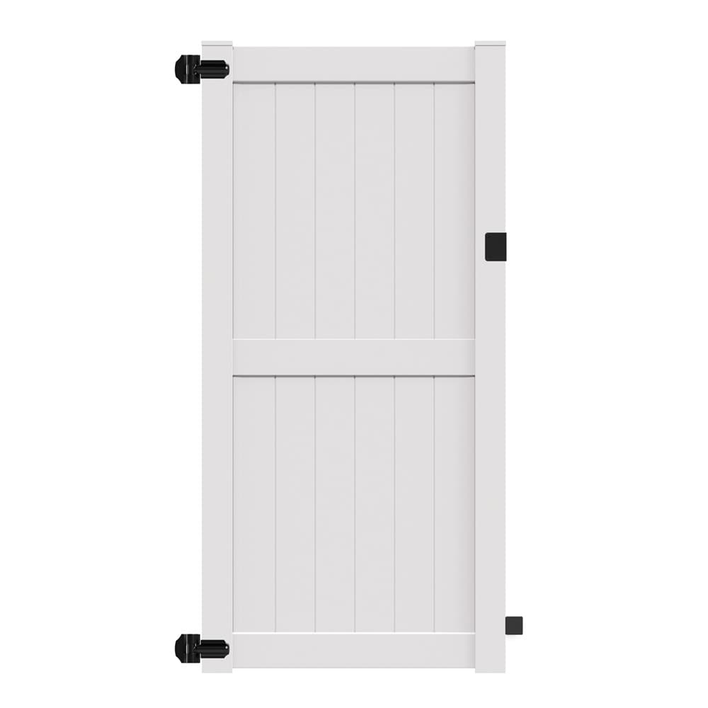 Freedom Hampton 8-ft H x 4-ft W White Vinyl Fence Gate Kit (Unassembled)