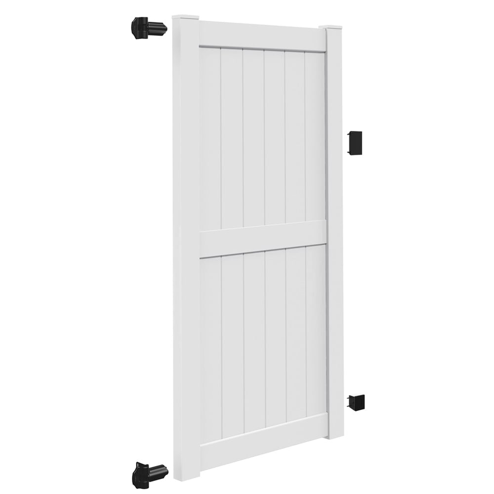 Freedom Hampton 8-ft H x 4-ft W White Vinyl Fence Gate Kit (Unassembled)