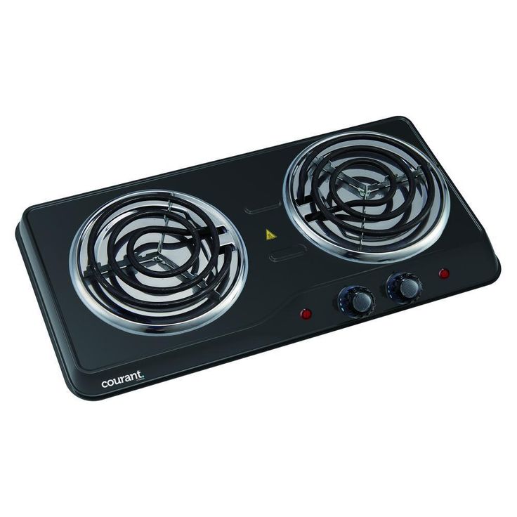Electric Double Burner Hot Plate in Black