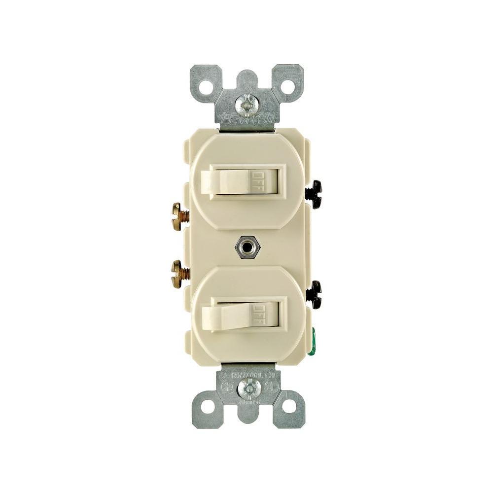 15 Amp Combination Double Switch, White - Super Arbor