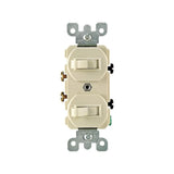 15 Amp Combination Double Switch, White - Super Arbor