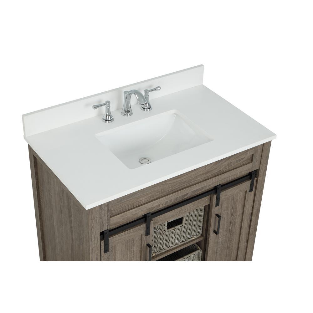 37 in. W x 22 in. D x 0.75 in. H Quartz Vanity Top in Snow White with White Basin - Super Arbor