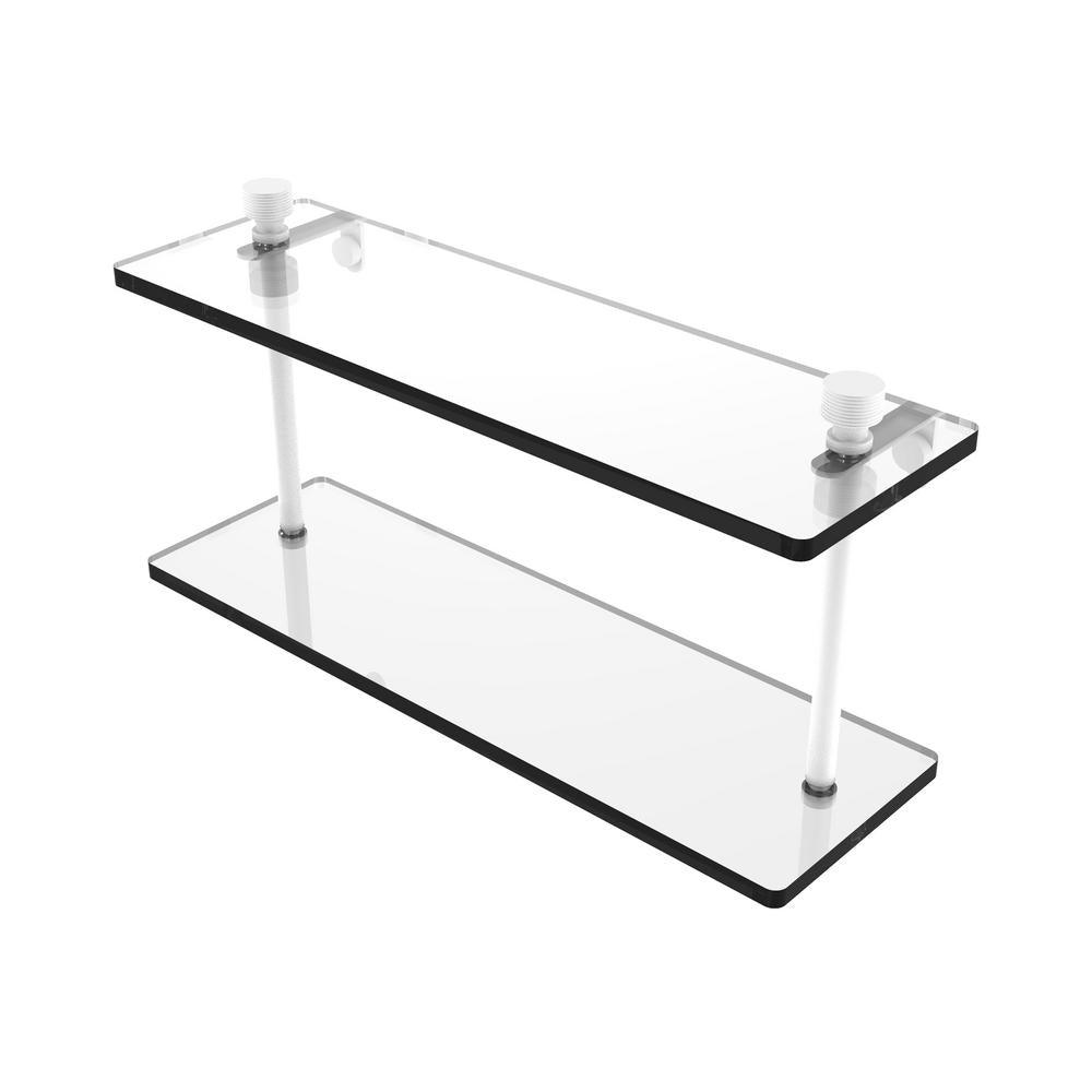 Foxtrot 16 in. L x 8 in. H x 5 in. W 2-Tier Clear Glass Bathroom Shelf in Antique Bronze - Super Arbor
