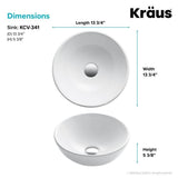 KRAUS Elavo Small Round Ceramic Vessel Bathroom Sink in White, 13-3/4 in.