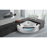 59 in. Left Drain Corner Alcove Whirlpool Bathtub in White - Super Arbor