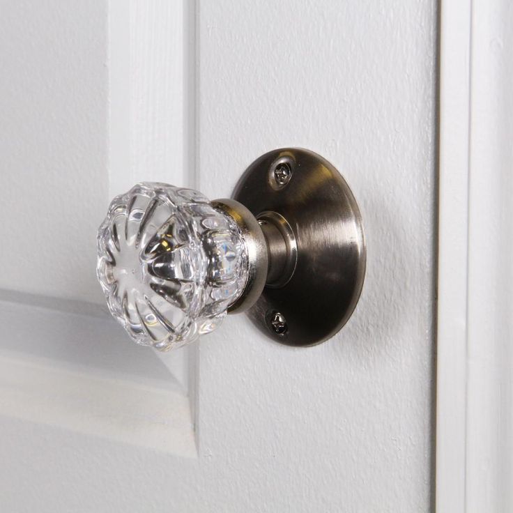 2 in. Satin Nickel Victorian Glass Knob Passage Set